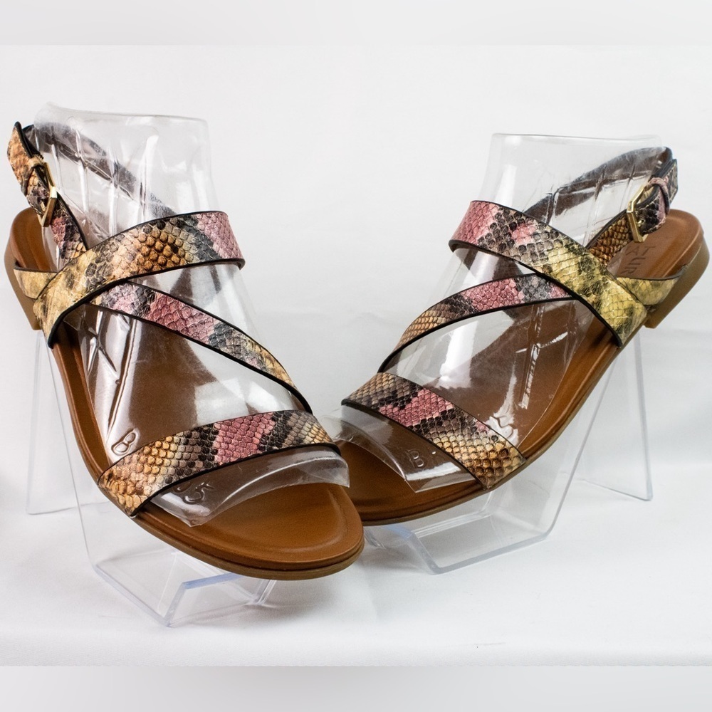Naturalizer Multi Snake Leather Strap Open Toe Flat Slingback Women Sandals Sz 7 - Picture 5 of 9